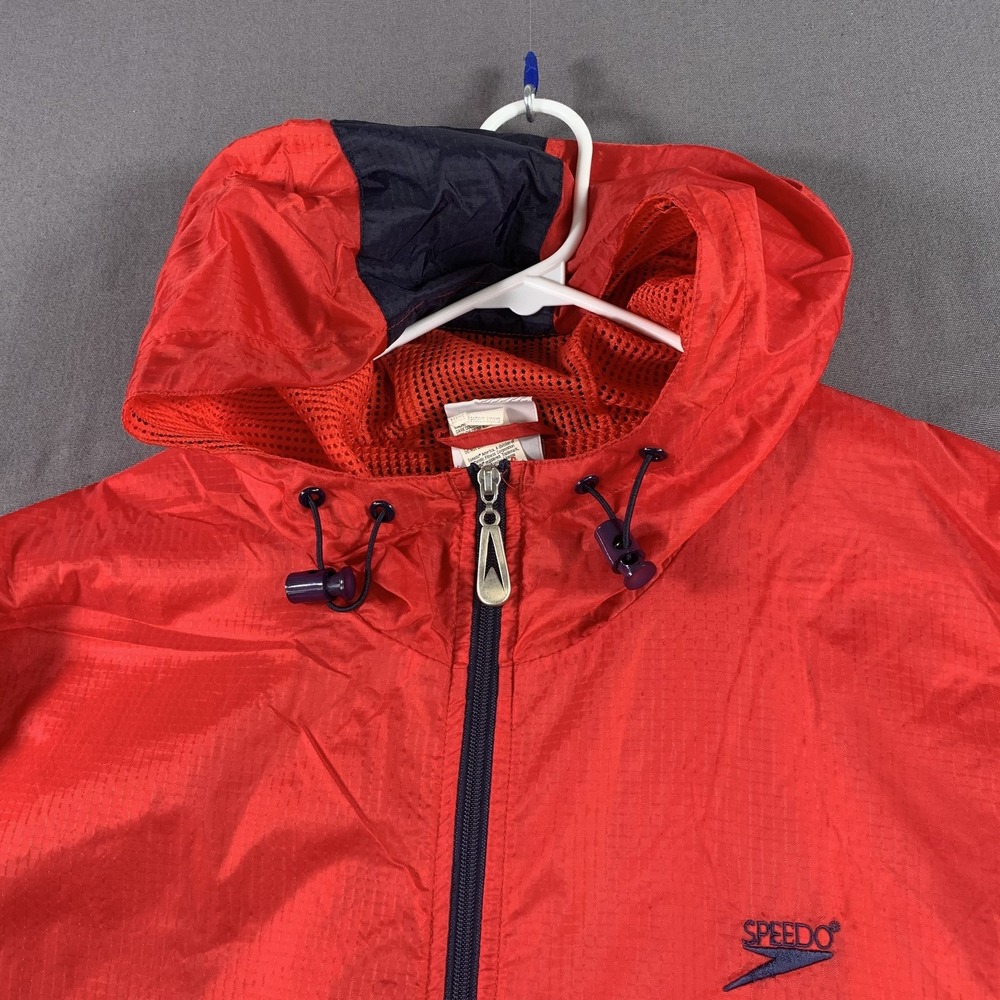 Vintage Speedo Hooded Windbreaker Jacket Large Nylon Mesh Lined 90s - Picture 3 of 16